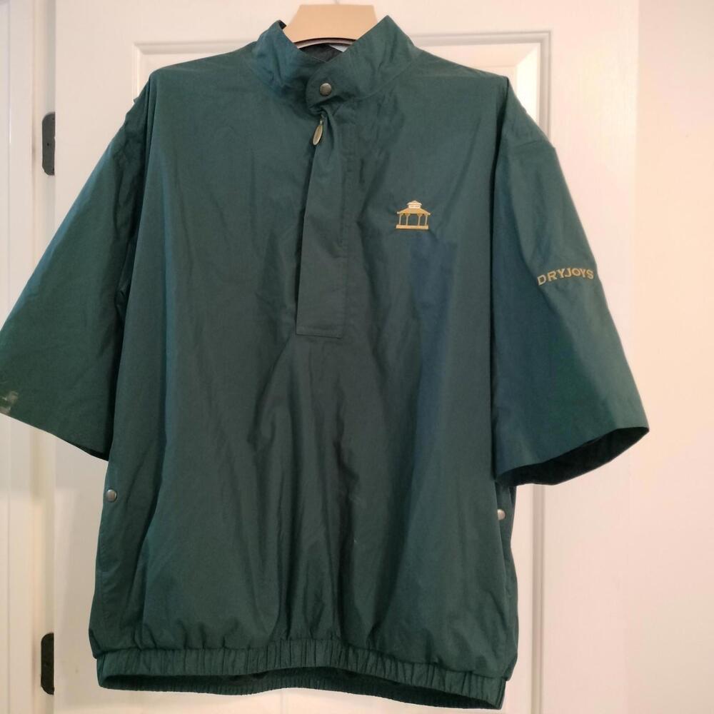 Dry Joys by Foot Joy FJ Green Pullover Windbreaker Short Sleeve Jacket Size XL